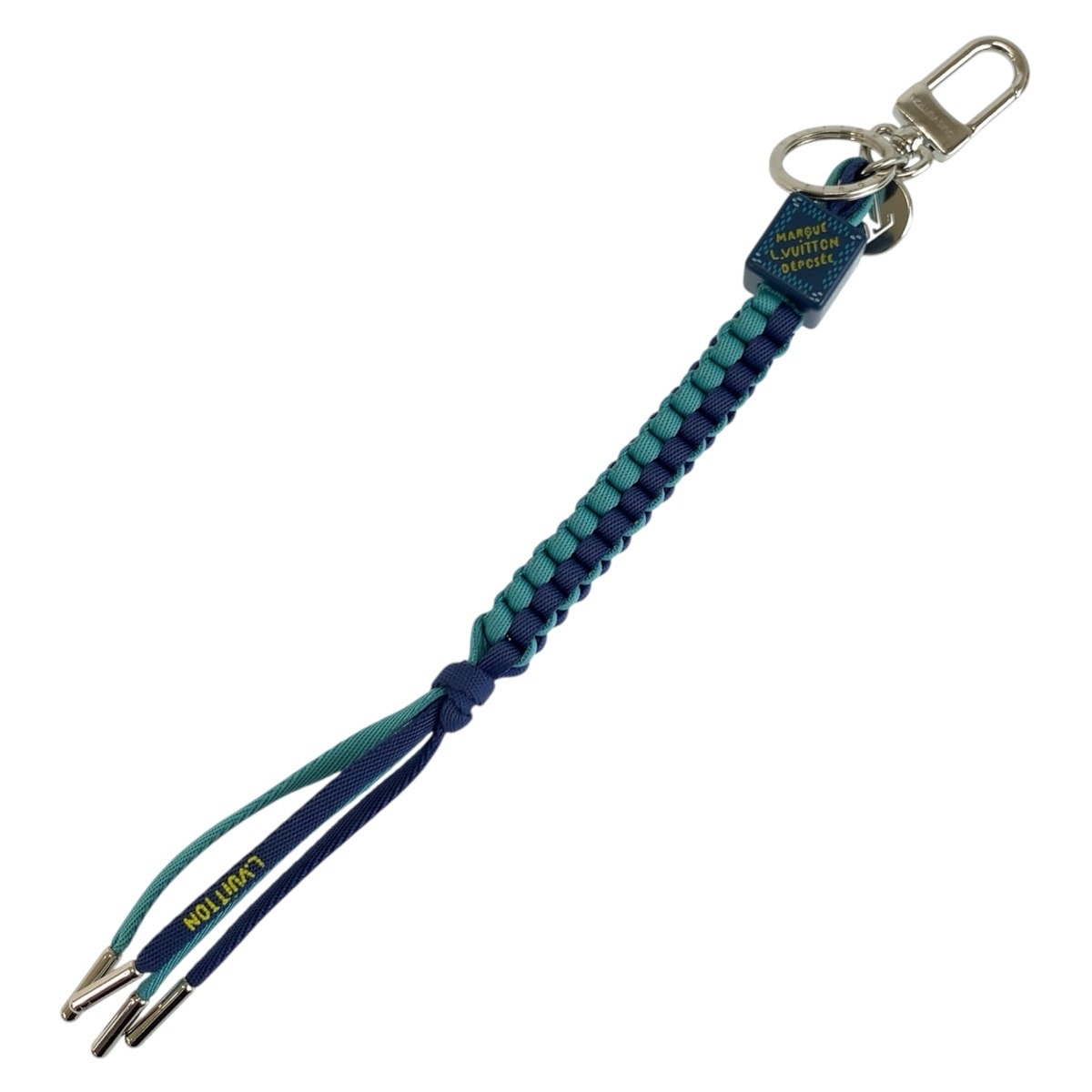 美品 LOUIS VUITTON ルイヴィトン ダミエ プレイ ブルー シルバー金具 ナイロン 合成樹脂/ メタル/ キーホルダー バッグチャーム 603186 【中古】
