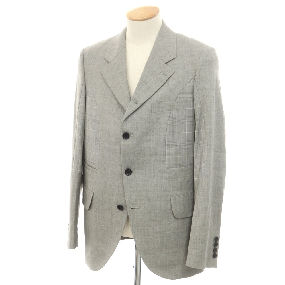 【中古】コムデギャルソン オムドゥ COMME des GARCONS HOMME DEUX 2024年春夏 ウール 切替 テーラードジャケット グレー系【サイズS】【メンズ】