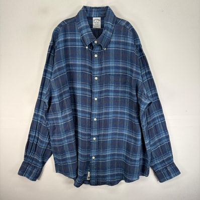 古着 ブルックスブラザーズ Brooks Brothers 長袖シャツ 胸ポケット ボタンダウン XL ブルー系 チェック メンズ