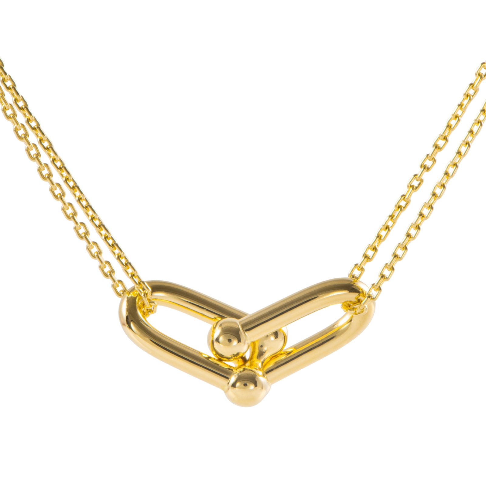 TIFFANY&Co. ティファニー ハードウェア ダブル リンク ペンダント ネックレス K18YG ゴールド【中古】