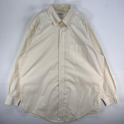 古着 ブルックスブラザーズ Brooks Brothers 長袖シャツ 346 ボタンダウン 胸ポケ L イエロー系 無地 メンズ