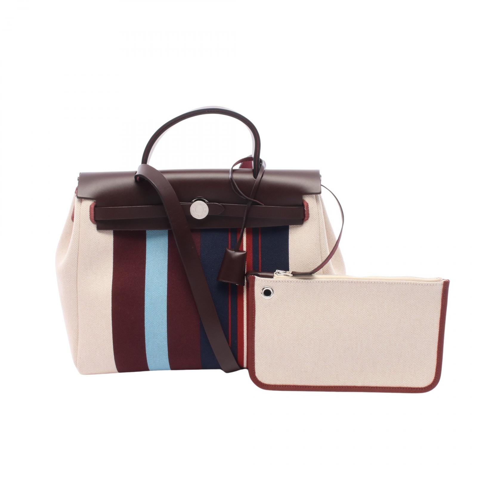 エルメス HERMES エールバッグジップPM ルージュセリエ ハンドバッグ バッグ トワルアッシュプリュム / ヴァッシュハンター ヴァッシュハンター ベージュ W刻印(2024年製造) レディース ベージュ系 / ブラウン系 / マルチカラー 【中古】