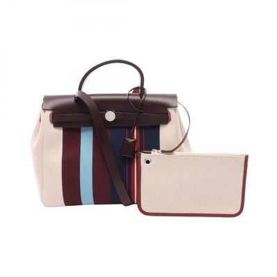エルメス HERMES エールバッグジップPM ルージュセリエ ハンドバッグ バッグ トワルアッシュプリュム / ヴァッシュハンター ヴァッシュハンター ベージュ W刻印(2024年製造) レディース ベージュ系 / ブラウン系 / マルチカラー 【中古】