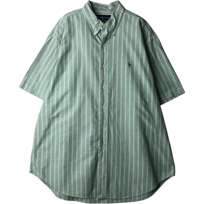 古着 ラルフローレン Ralph Lauren CLASSIC FIT クラシックフィット マルチストライプ 半袖 ボタンダウン ストライプシャツ メンズXL相当/eaa640687