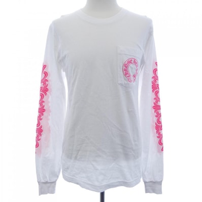 Chrome Hearts Horseshoe Floral Cross Pink Logo L/S Pocket T-Shirt "White"