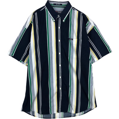 古着 ラルフローレン Ralph Lauren CHAPS チャップス マルチストライプ 半袖 ボタンダウン ストライプシャツ メンズL相当/eaa633157