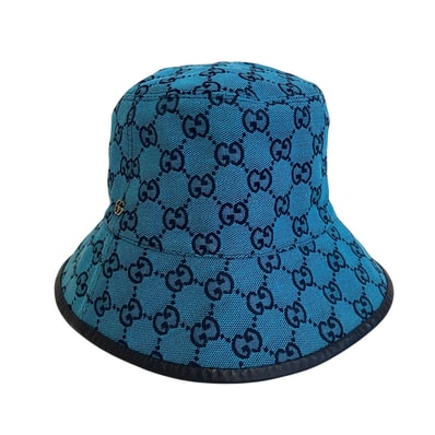 グッチ GUCCI ハット GGキャンバス バケットハット 帽子 フェドラハット 656573 ブルー