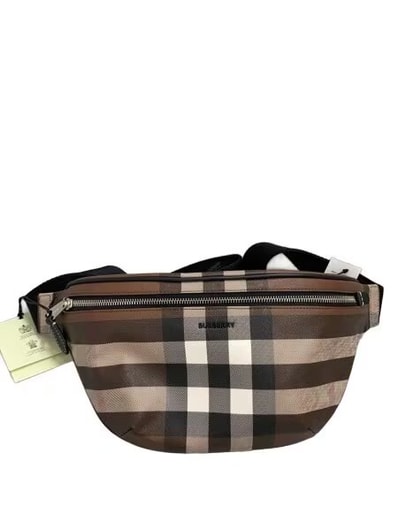 Burberry Check & Leather Bam Bag "Dark Barch Brown"