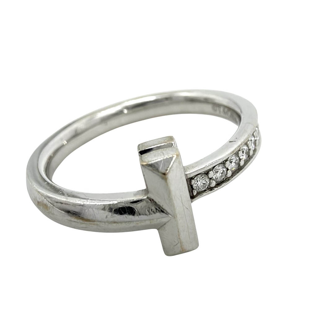 TIFFANY&Co. ティファニー 指輪 Tワン リング ジュエリー アクセサリー K18WG AU750 K18ホワイトゴールド    約18.5号 レディース 約4.1g【中古品】