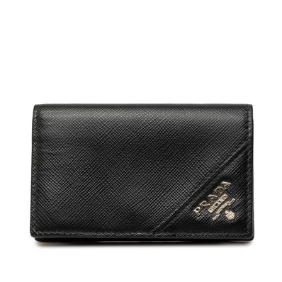 プラダ ロゴ カードケース 名刺入れ ブラック サフィアーノレザー レディース PRADA 中古