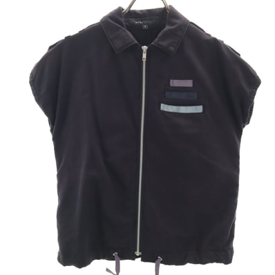 MARC JACOBS マークジェイコブス フレンチスリーブ ジップアップ シャツ 6 ブラック