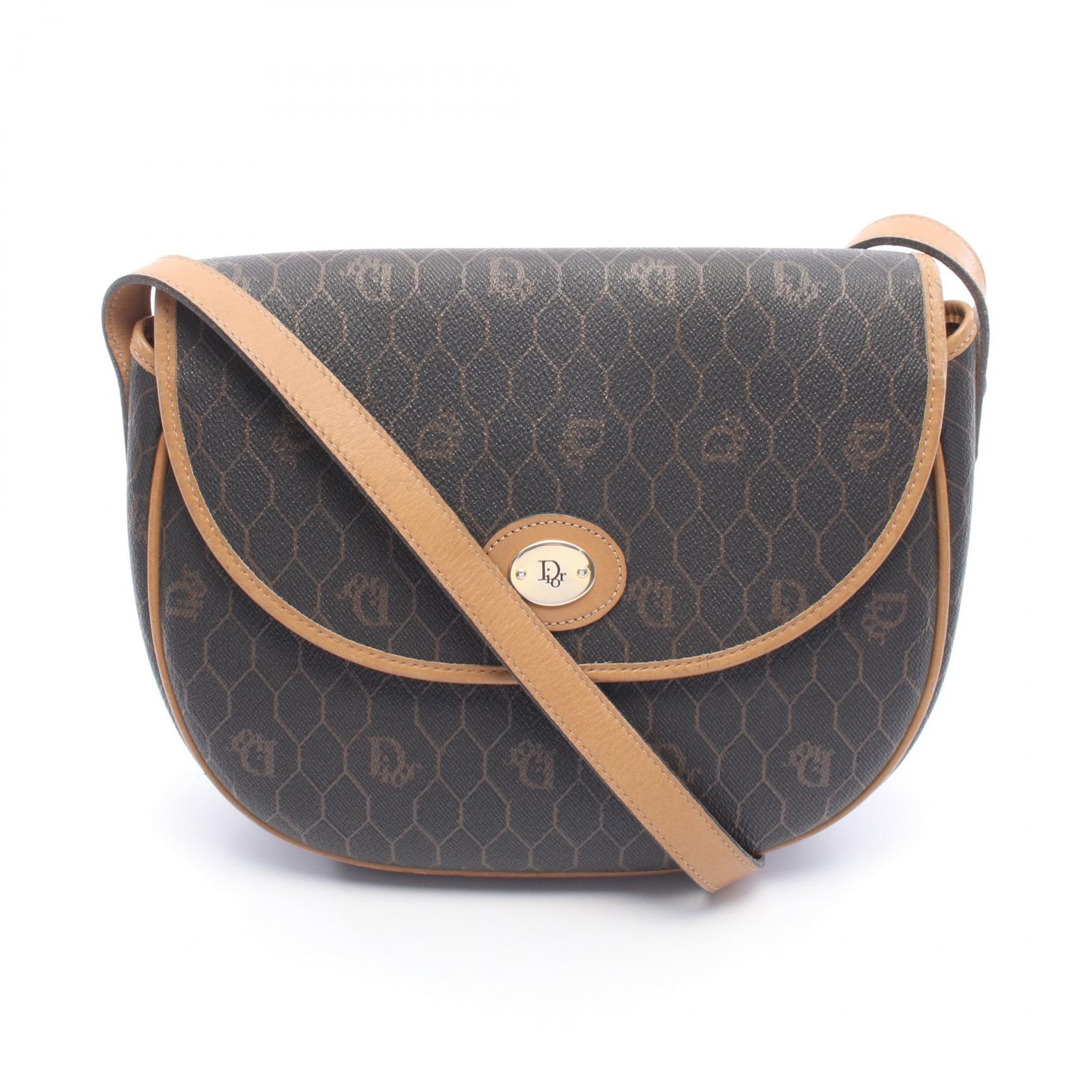 ディオール Dior ハニカム ショルダーバッグ バッグ PVCコーティングキャンバス レザー レディース ブラック系 / ブラウン系 【中古】