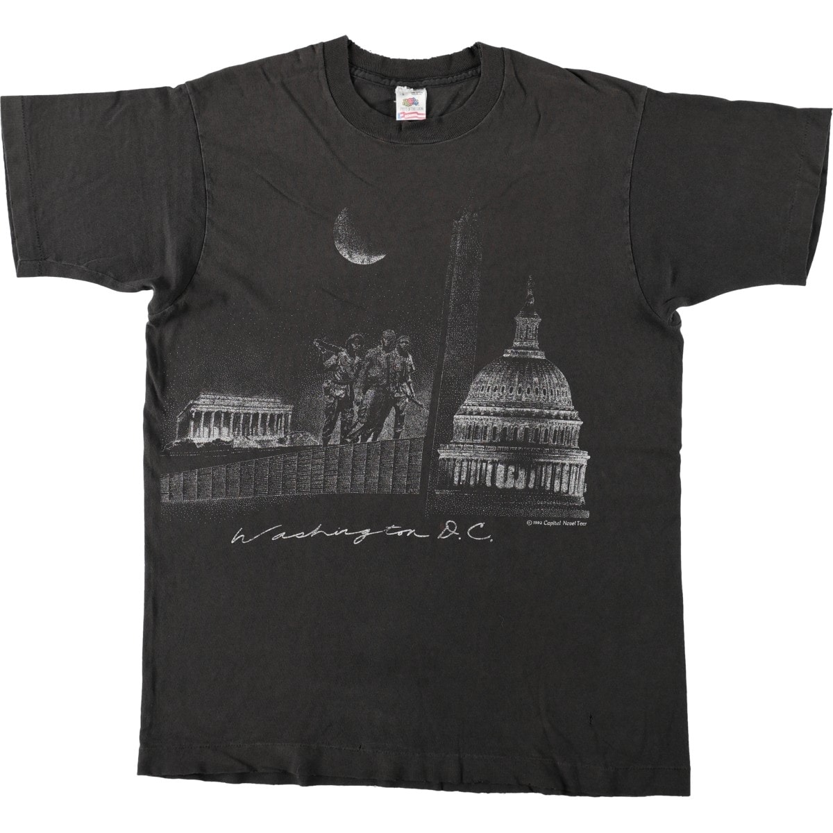 古着 90年代 フルーツオブザルーム FRUIT OF THE LOOM WASHINGTON D.C. ワシントンD.C. ベトナム戦争戦没者慰霊碑 スーベニアTシャツ USA製 メンズL相当 ヴィンテージ/eaa642391