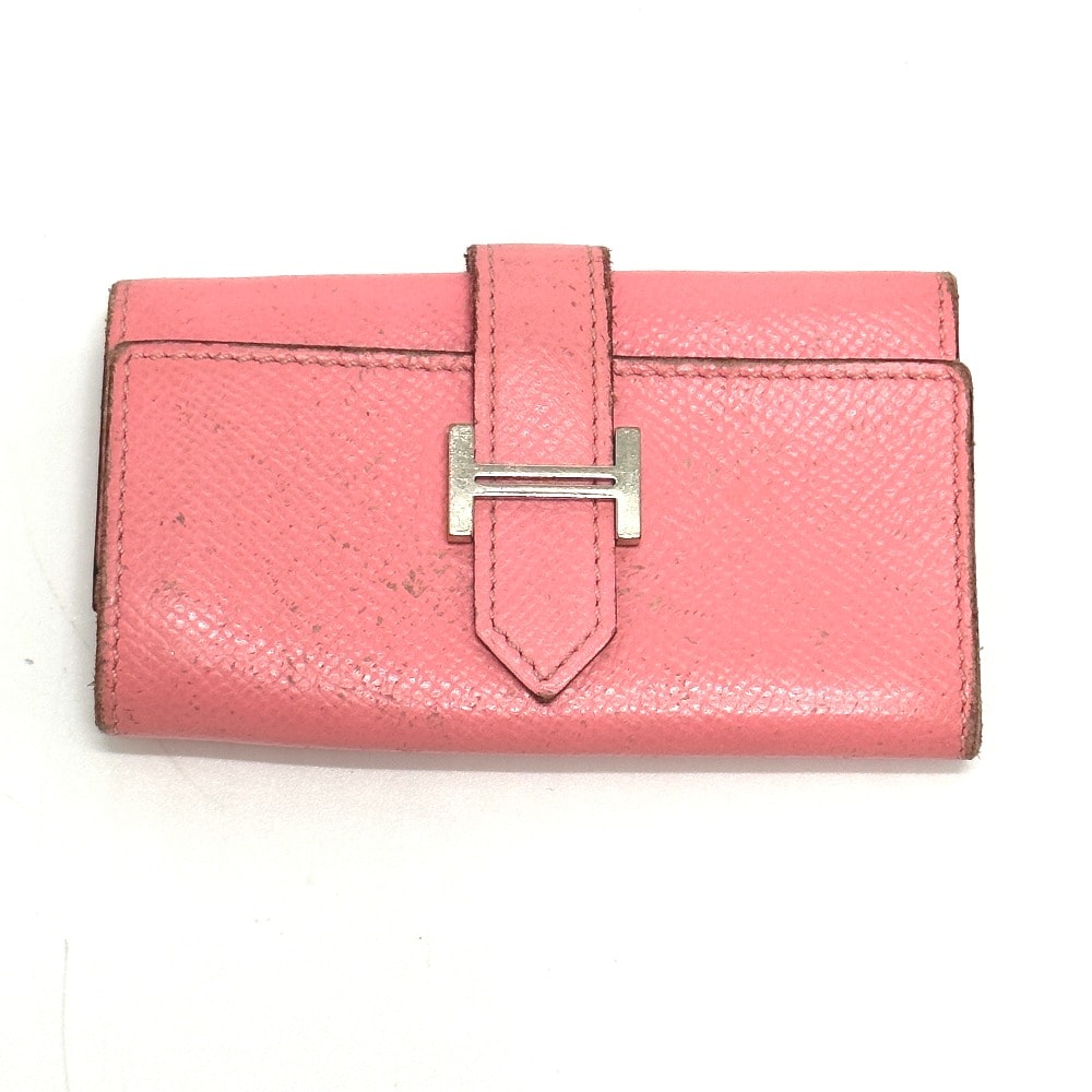 エルメス HERMES ベアン H金具 4連 キーケース ヴォーエプソン T刻 ローズコンフェティ ピンク