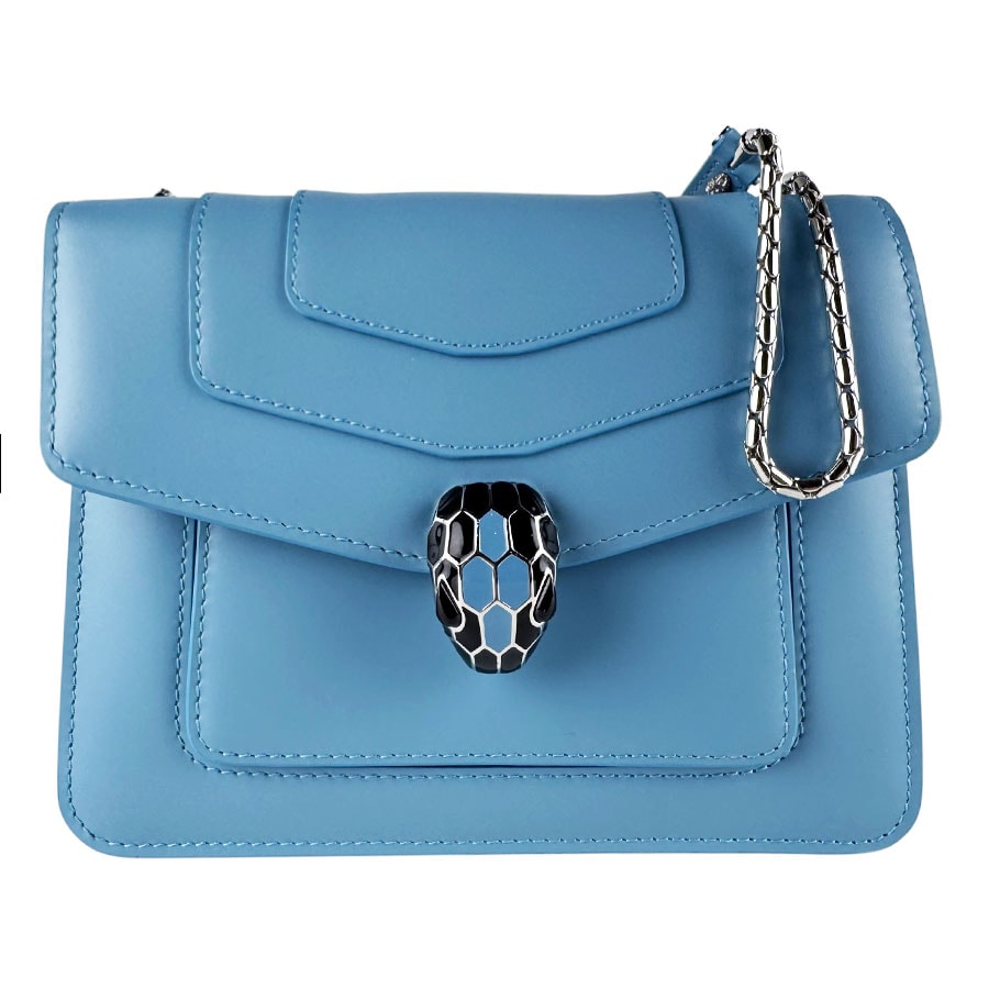 ブルガリ BVLGARI ショルダーバッグ セルペンティ フォーエバー レザー ブルー レディース【中古】 z10241
