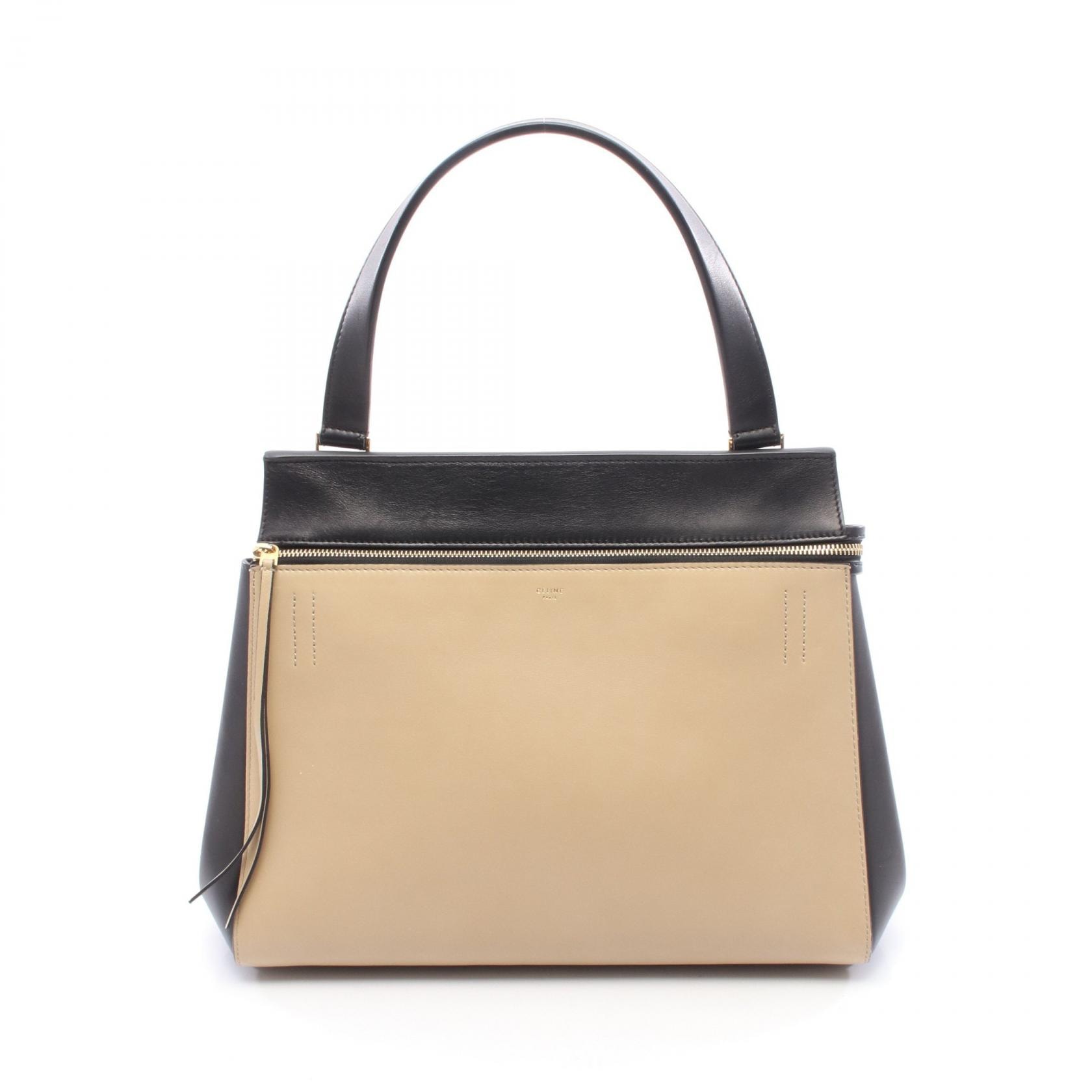 セリーヌ CELINE エッジバッグ ハンドバッグ バッグ レザー レディース ブラック系 / ベージュ系 172613 【中古】