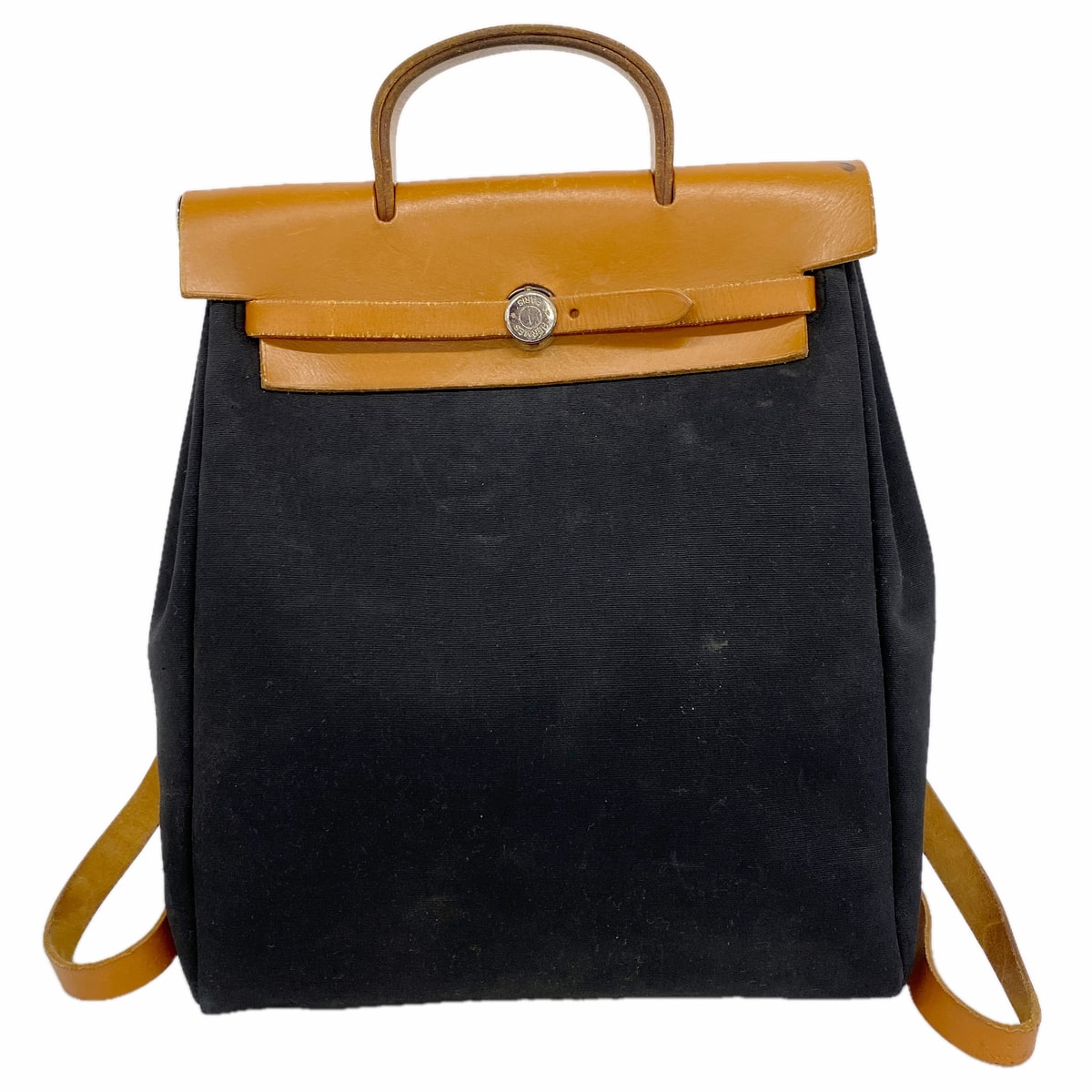 【6hc2451】エルメス リュック・デイパック エールバッグアドMM トワルオフィシエ ブラック ナチュラル シルバー金具 □D刻印【中古】レディース