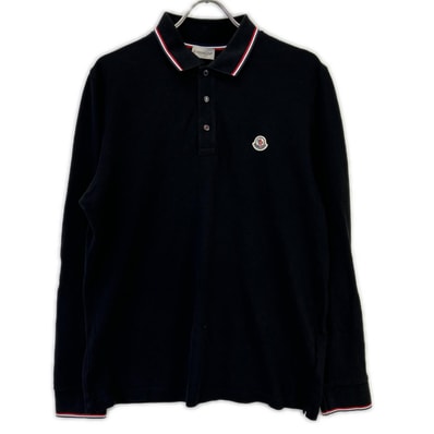 モンクレール ブラック MAGLIA ロゴワッペン L/Sポロシャツ L