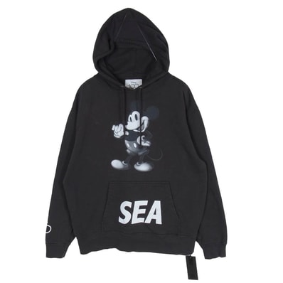 WIND AND SEA ウィンダンシー パーカー WDS-C-DSN-23-Q4-01 × Disney ディズニー MICKEY MOUSE HOODIE ディズニー100周年 ミッキーマウス プリント プルオーバーパーカー フーディー M【中古】
