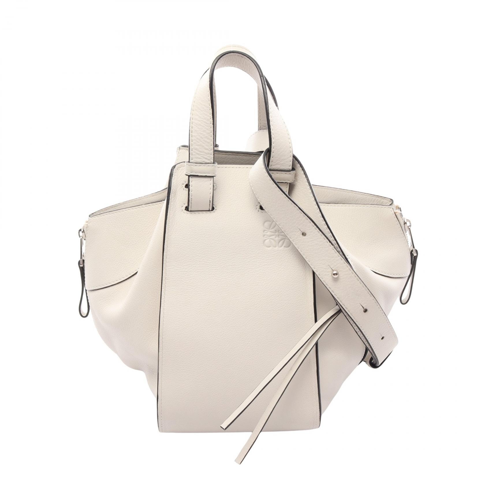 ロエベ LOEWE ハンモックバッグ スモール 2WAY ハンドバッグ バッグ レザー レディース ホワイト系 【中古】