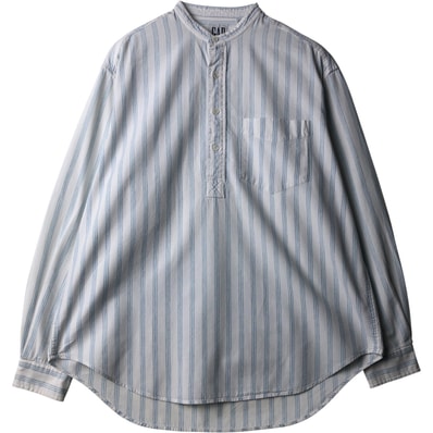 古着 90年代 ギャップ GAP オールドギャップ スタンドカラー ハーフボタン 長袖 コットンストライプシャツ メンズM相当 ヴィンテージ/eaa616732