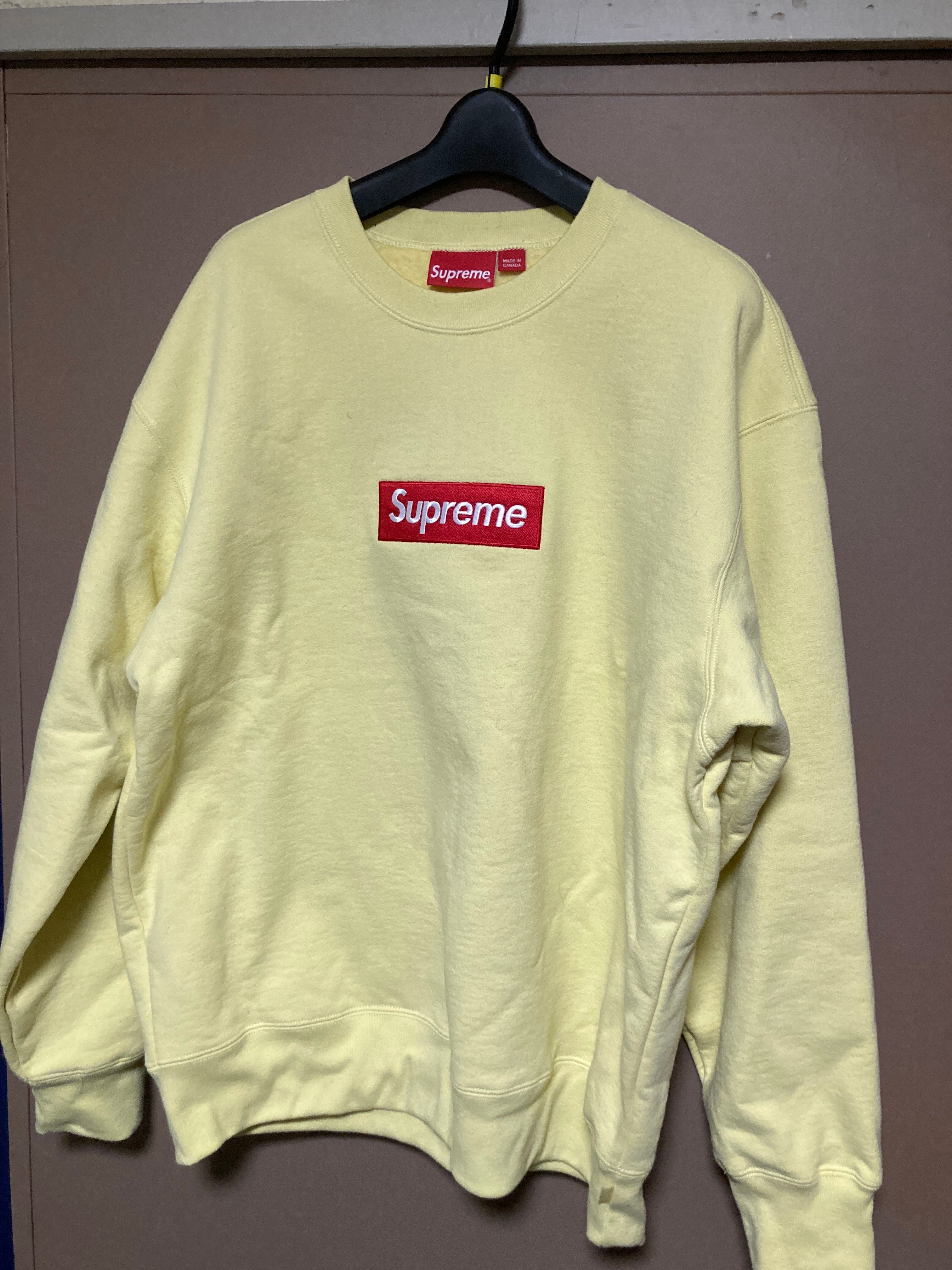 Supreme Box Logo Crewneck "Pale Yellow" (22FW)