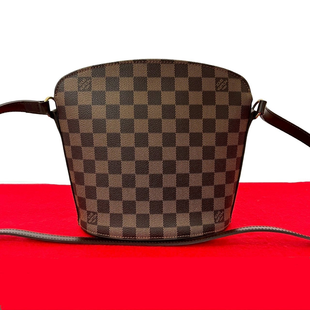LOUIS VUITTON ルイヴィトン ドルーオ ダミエ レザー PVC ショルダーバッグ ブラウン
 11594