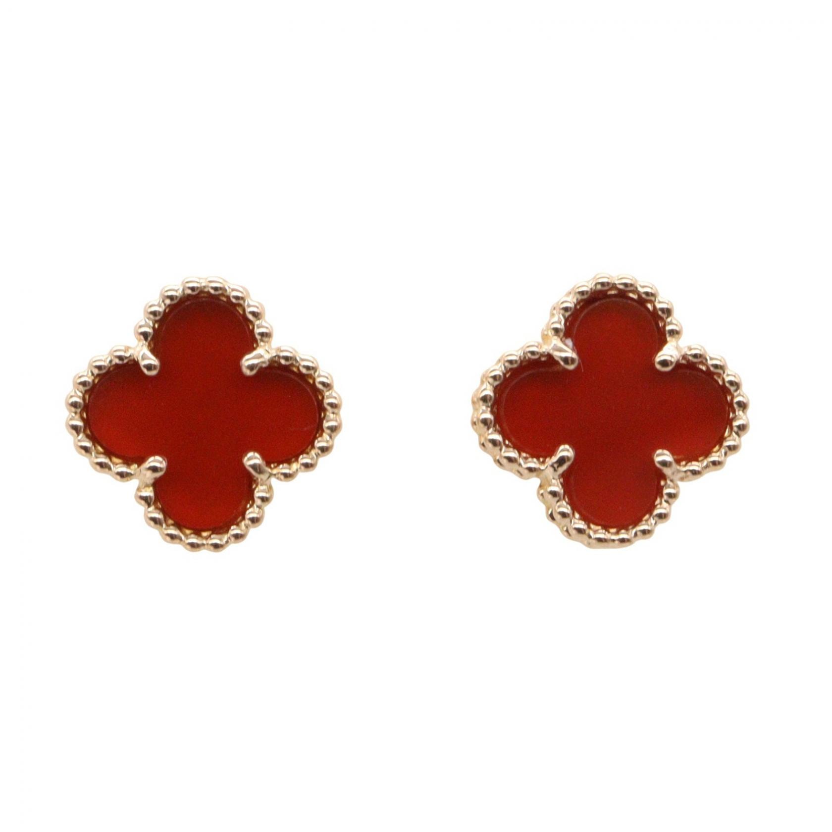 ヴァンクリーフ&アーペル Van Cleef & Arpels スウィートアルハンブラ カーネリアン ピアス ピアス ジュエリー K18PG(ピンクゴールド) カーネリアン レディース ゴールド系 / レッド系 VCARN6BO00 【中古】