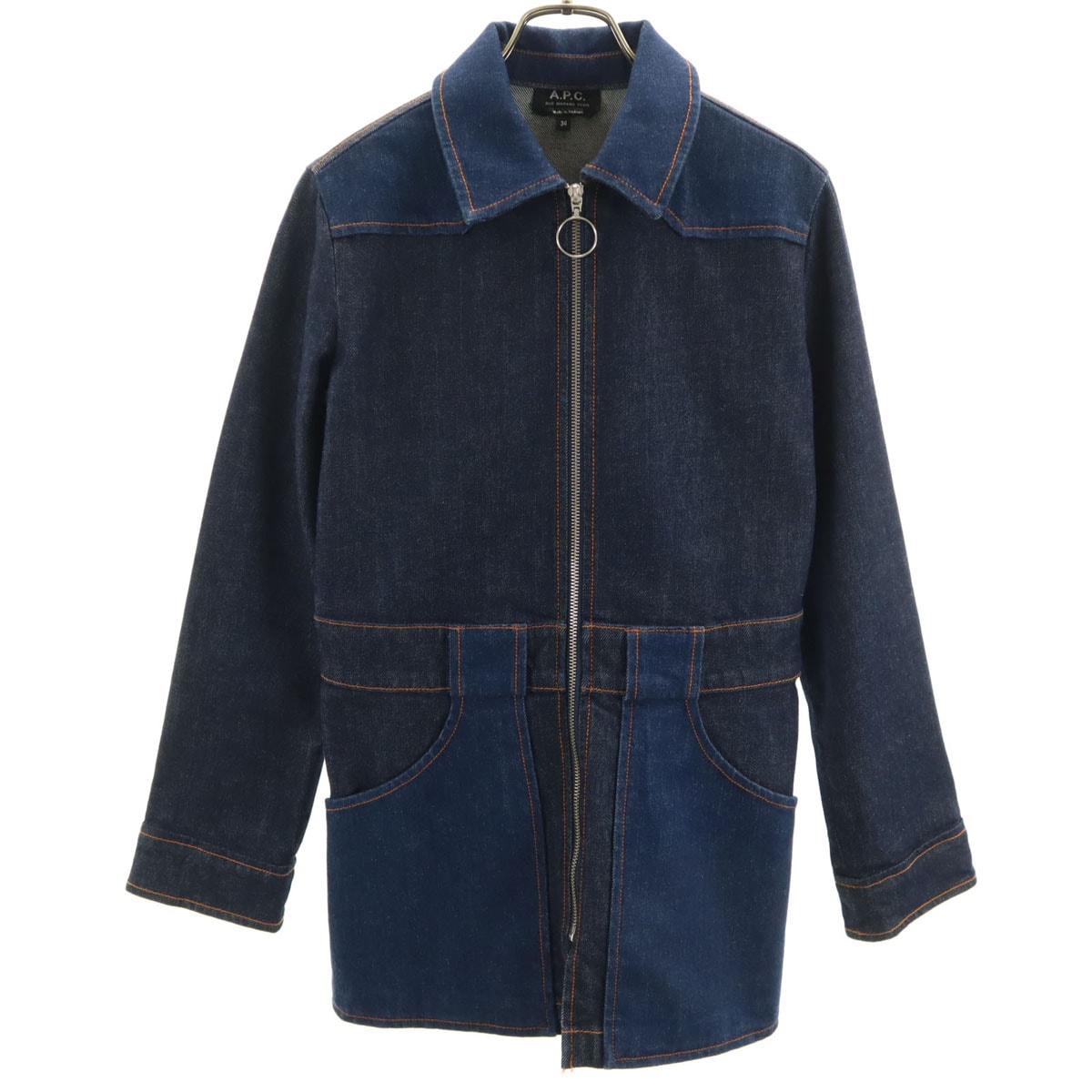 A.P.C. アーペーセー デニム ジップジャケット 34 ネイビー