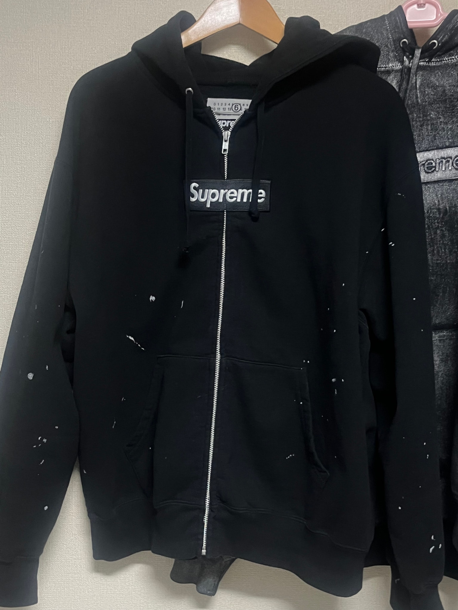 Supreme x MM6 Maison Margiela Box Logo Zip Up Hooded Sweatshirt "Black"