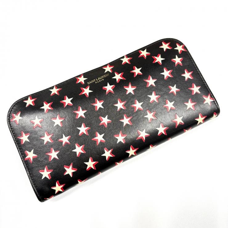 SAINT LAURENT PARIS ラウンドファスナー長財布 スター YSL 鑑定済み 正規品 サンローランパリ