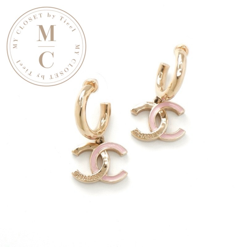 シャネル CHANEL ピアス イヤリング ゴールド ピンク ココマーク フープピアス