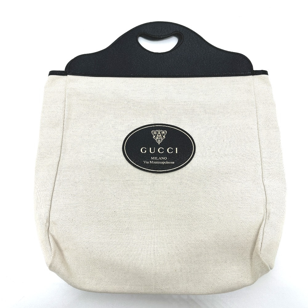 グッチ GUCCI クレストロゴ 284156 カバン ハンドバッグ キャンバス/レザー ベージュ×ブラック