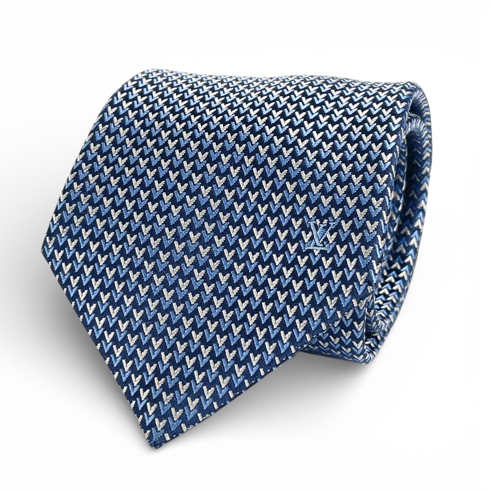 極美品 ルイヴィトン ネクタイ ブルー メンズ M71695