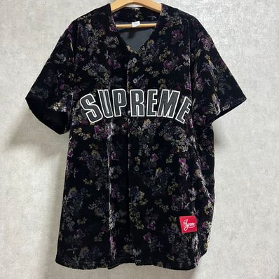 Supreme Floral Velour Baseball Jersey "Black"