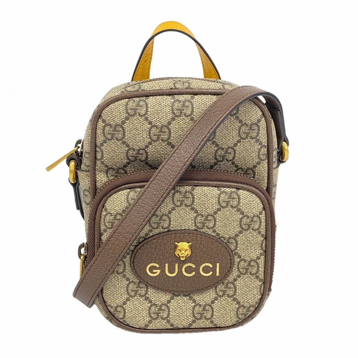 【6dc3189-k】グッチ ショルダーバッグ GGスプリーム ネオヴィンテージ 658556 PVC ベージュ ブラウン イエロー ゴールド金具【中古】レディース