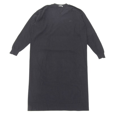 バレンシアガ ウール BBロゴ刺しゅう Vネック ニットワンピース レディース ブラック S 599890 19年 S