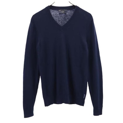 ARMANI EXCHANGE アルマーニエクスチェンジ ウール 長袖 Vネック セーター S ネイビー ニット