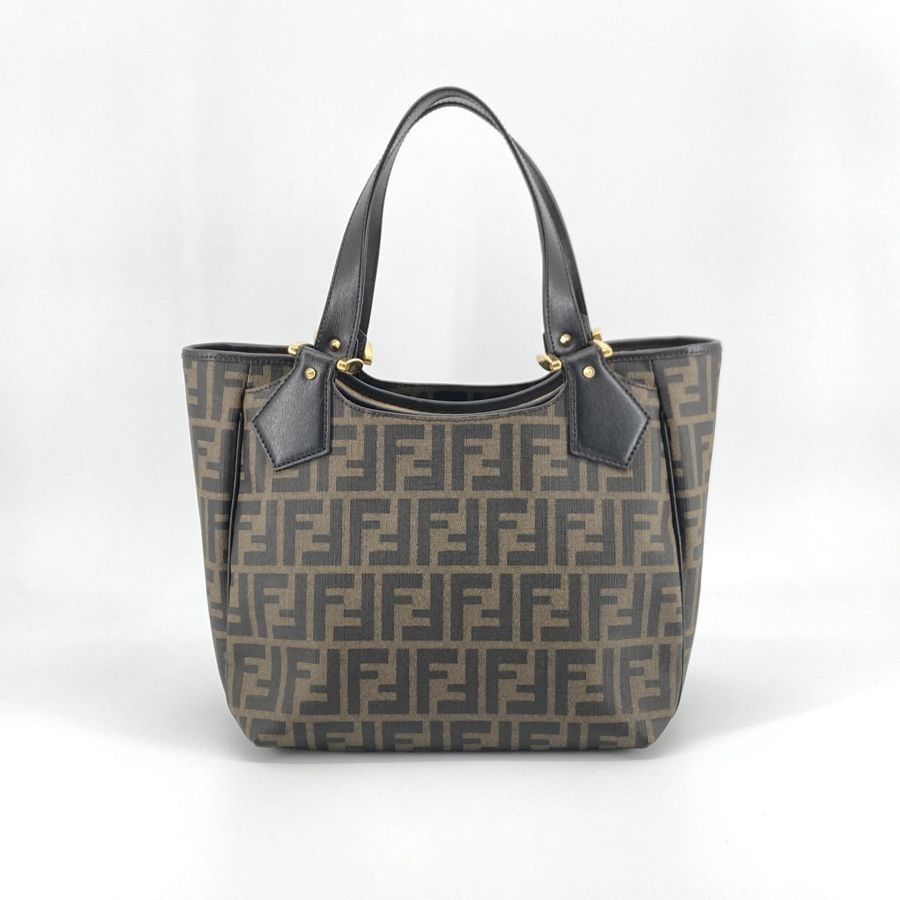 FENDI(フェンディ) ズッカ柄 レザー  / ジャガードキャンバス 8BH156 ハンドバッグ ダークブラウン