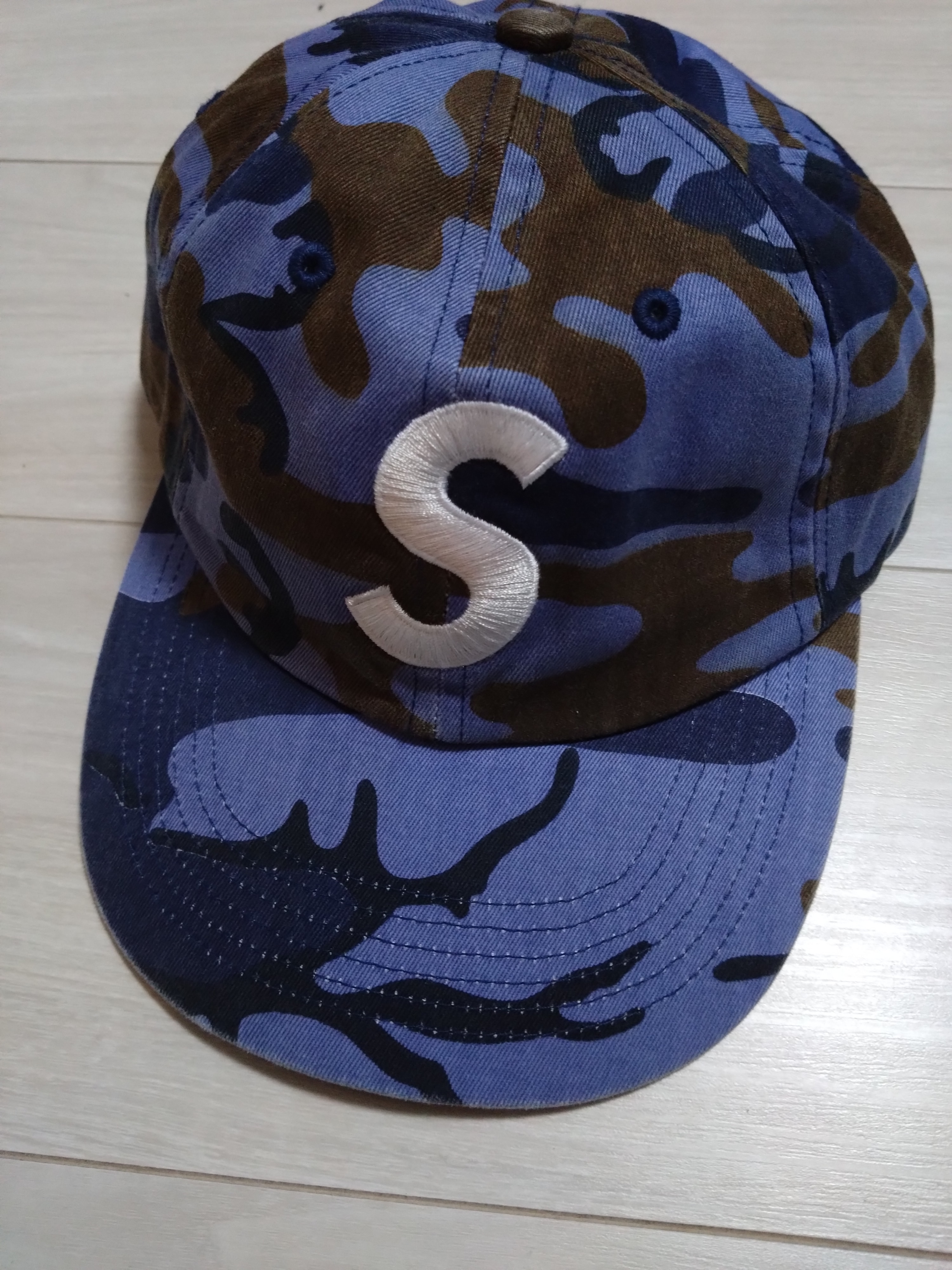 Supreme Pigment Coated S Logo 6-Panel "Blue Camo"