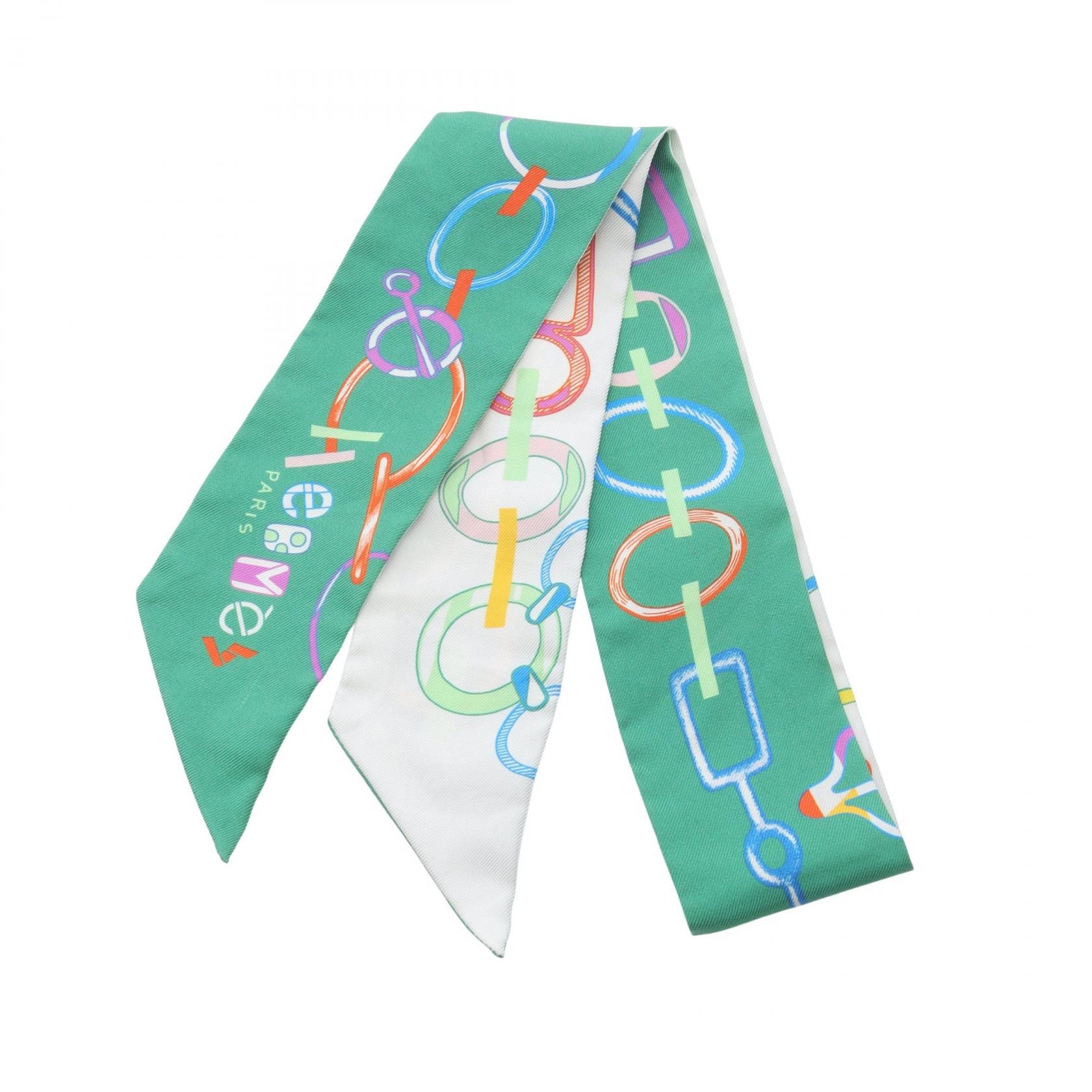 エルメス HERMES ツイリー Do Re BOUCLES スカーフ 衣料品 シルク シルク レディース グリーン系 / マルチカラー 【中古】