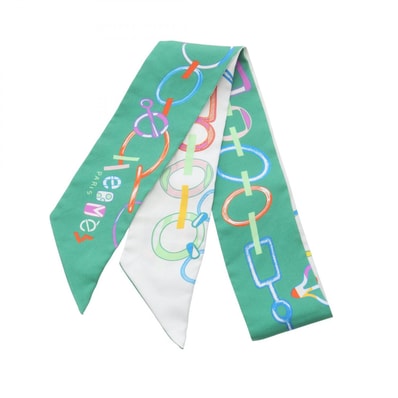 エルメス HERMES ツイリー Do Re BOUCLES スカーフ 衣料品 シルク シルク レディース グリーン系 / マルチカラー 【中古】