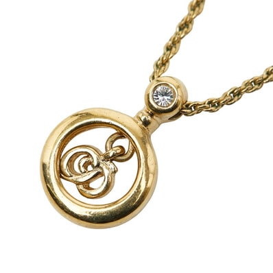 ディオール 1Pダイヤ ネックレス ゴールド メッキ レディース Dior 【中古】