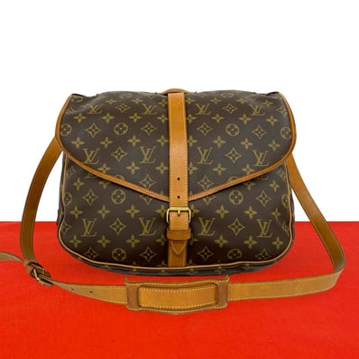 LOUIS VUITTON ルイヴィトン ソミュール 35 モノグラム レザー PVC ショルダーバッグ ブラウン
96699