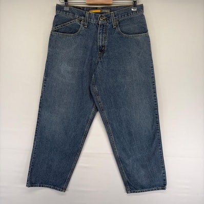 古着 リーバイス Levi's デニム パンツ Gパン シルバータブ ジッパーフライ 5ポケット ジーンズ 長ズボン バギー ブルー系 メンズ
