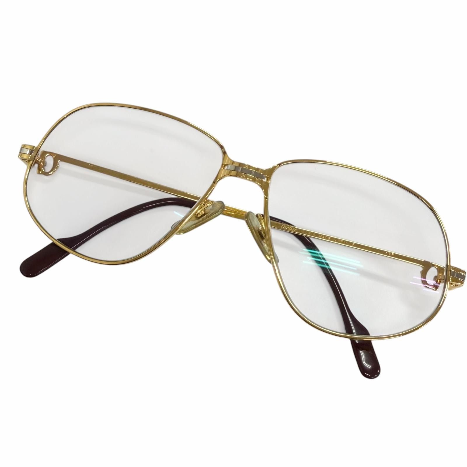 良品 カルティエ メガネ ゴールド メンズ 56□14-135