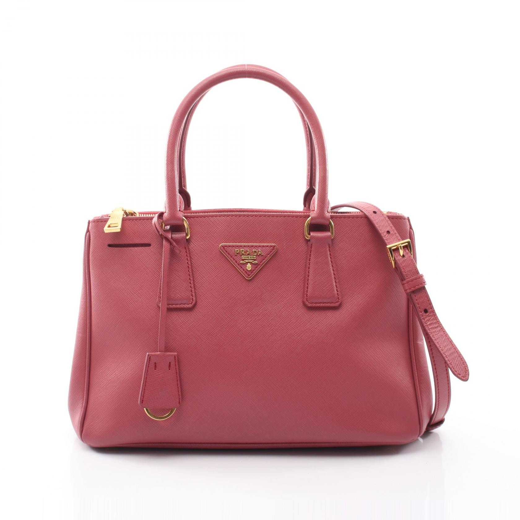 プラダ PRADA ガレリア 2WAY ハンドバッグ バッグ サフィアーノレザー レディース ピンク系 【中古】