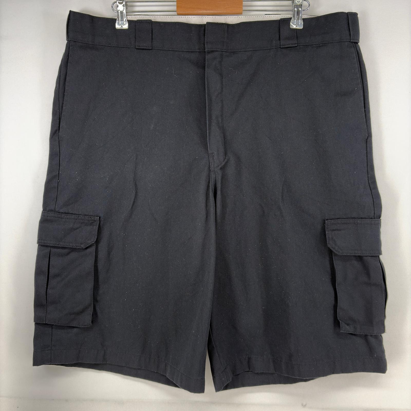 古着 ディッキーズ Dickies ショートパンツ ワーク カーゴ ジップ ハーフパンツ 大きいサイズ ルーズフィット w42 ブラック メンズ