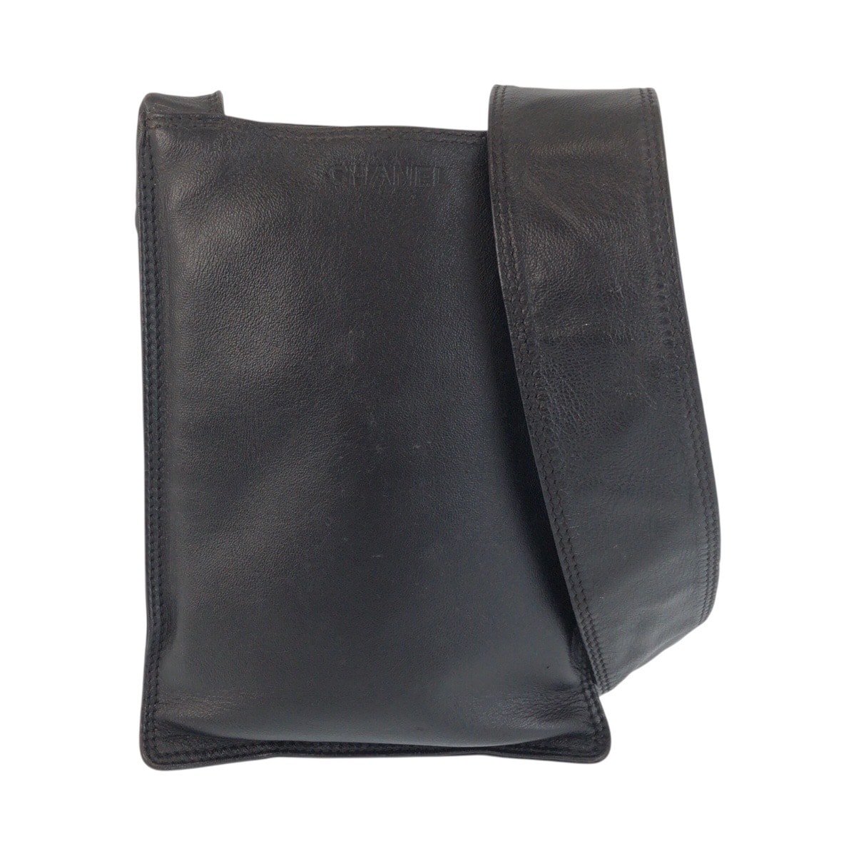美品 CHANEL シャネル ヴィンテージ ブラック 黒 ゴールド金具 レザー ショルダーバッグ ポシェット 601622 【中古】