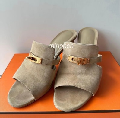 HERMES エルメス キュート サンダル ケリー金具 37.5 付属品付き